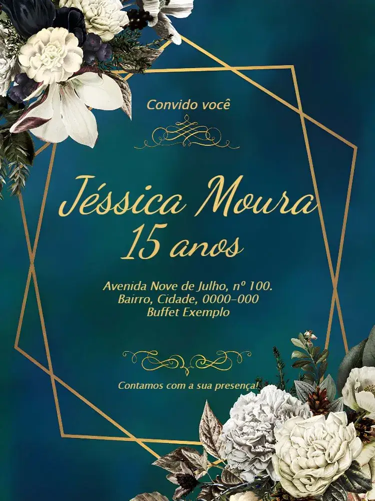 Invite 15 Years Floral Roses editable and customizable