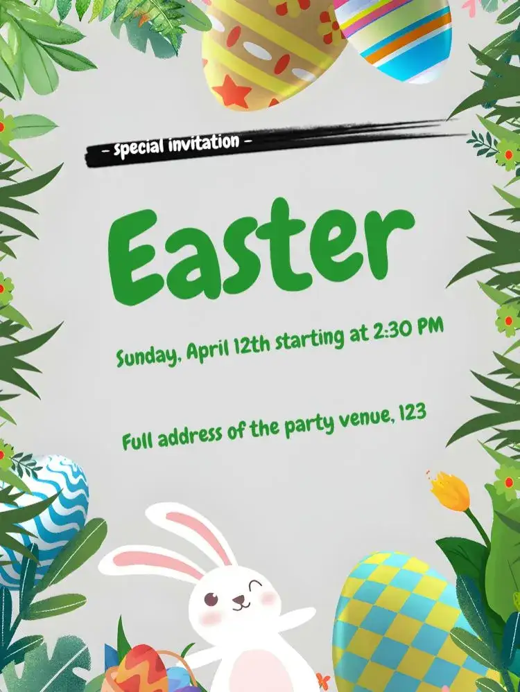 Invitation Brown Easter – Commemorative Dates theme brown, white, vintage, playful, minimalist, colorful