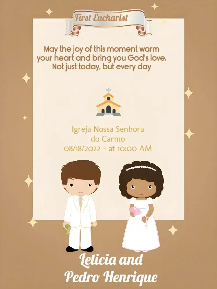 Invitation First Holy Communion White – First Communion theme white, golden, minimalist, elegant, modern