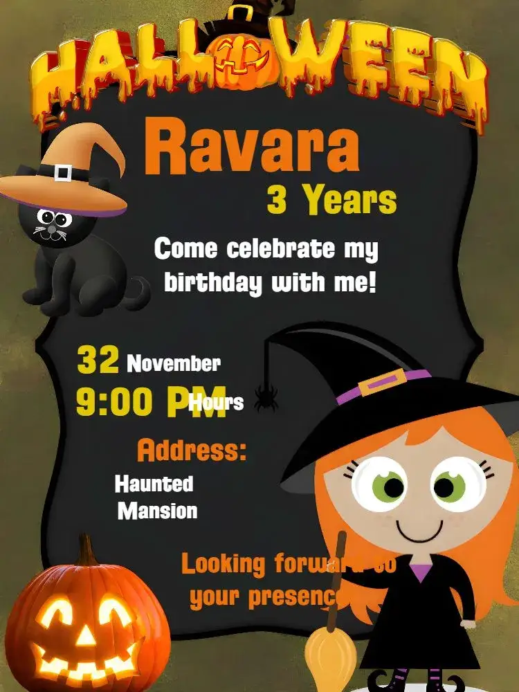 Invitation Black Halloween – Commemorative Dates theme mysterious, dark, fun, colorful, themed