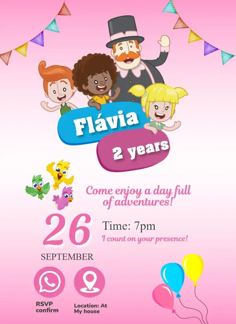 Mundo Bita Rosa invitation