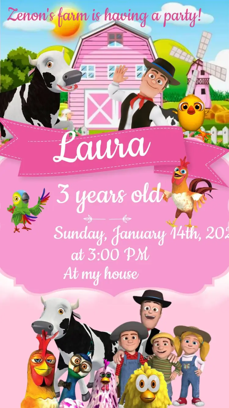 The Zenon Farm Girl invitation