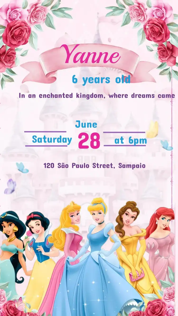 Disney Princesses Birthday Invitation