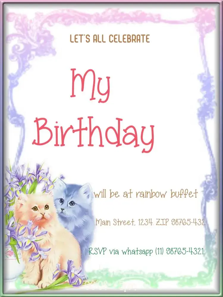 Beige Editable Cats invitation