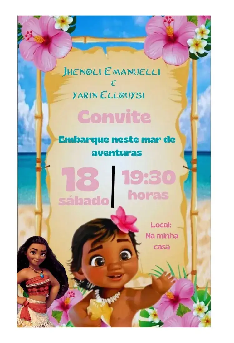 Invitation Moana – Kids' Birthday Party theme vibrant, ocean-themed, colorful, fun, adventurous, Disney-inspired