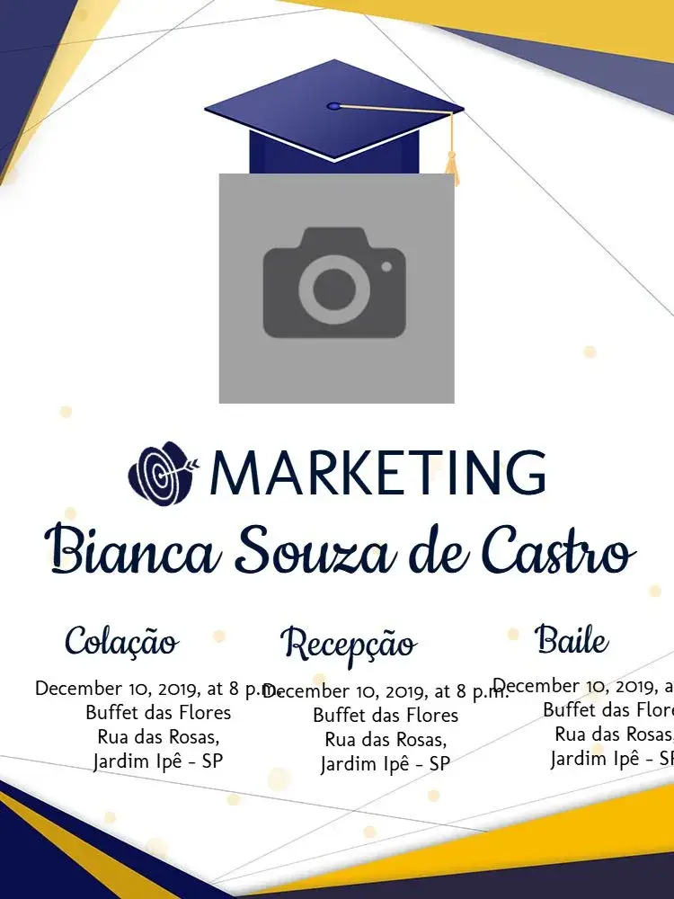 Marketing Graduation With Blue Photo invitation