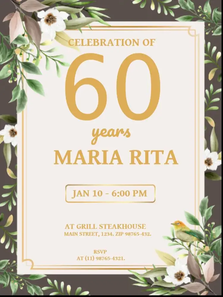 60 Years Elegant Confetti invitation