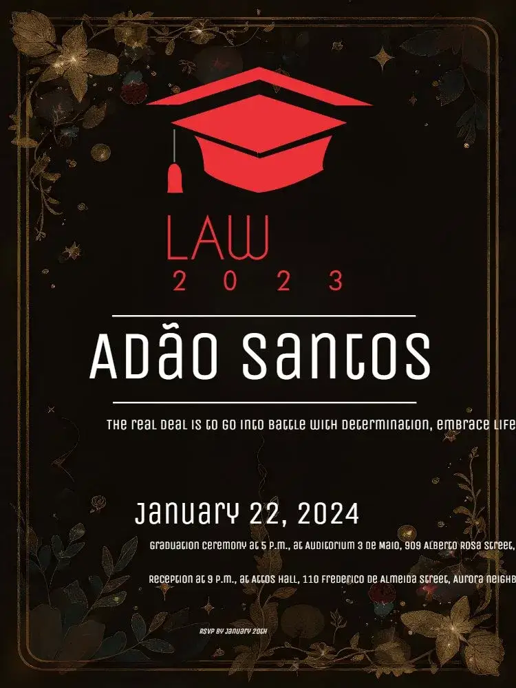 Invitation Lawyer Graduation Ceremony – Graduation theme elegant, modern, minimalist, professional, classic