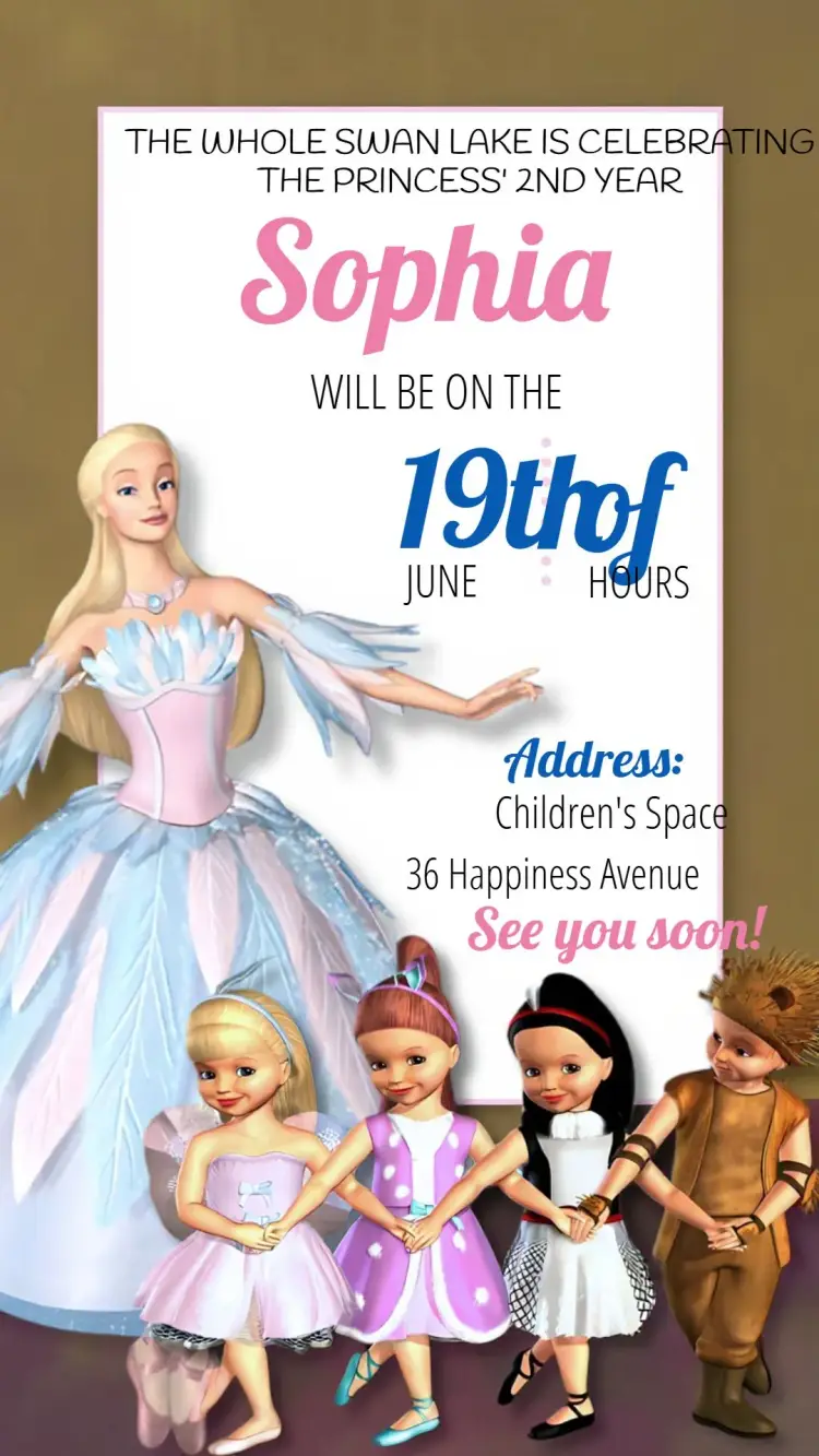 Barbie Swan Lake Girl invitation