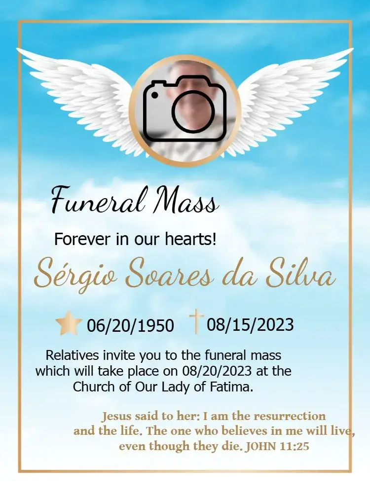 Seventh Day Mass With Blue Photo invitation