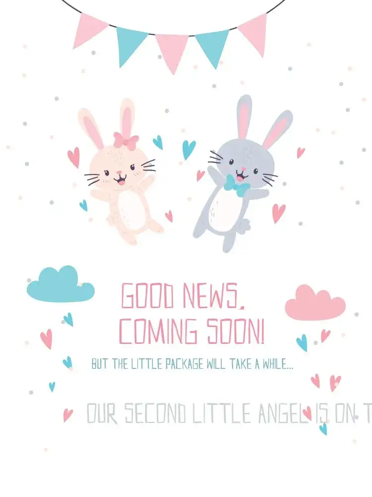 Invitation Pregnancy Announcement Card Bunny Meeting – Card theme playful, colorful, childlike, romantic, fun, soft