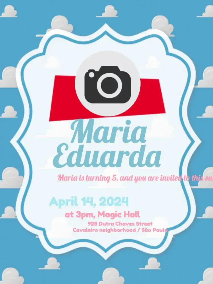 Invitation Clouds Tea – Raffle Tea theme clouds, pastel, children's, delicate, cheerful