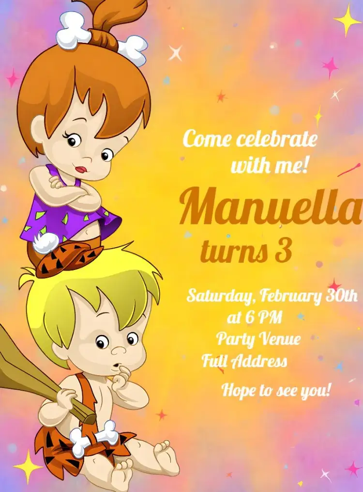 Pedrita And Bambam Stone invitation