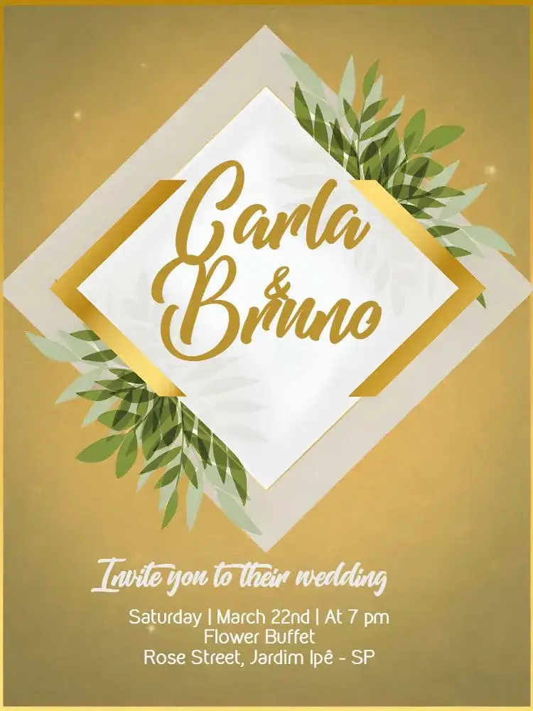 Invitation Green Foliage Wedding – Wedding theme foliage, elegant, modern, golden, natural, rustic