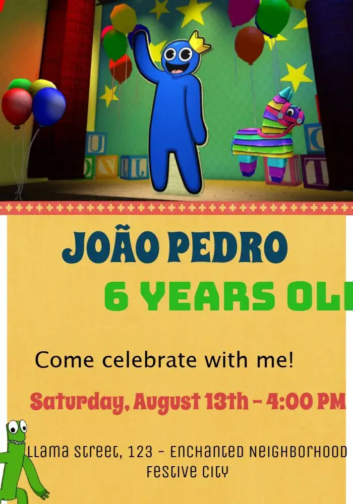 Rainbow Friends Kids invitation