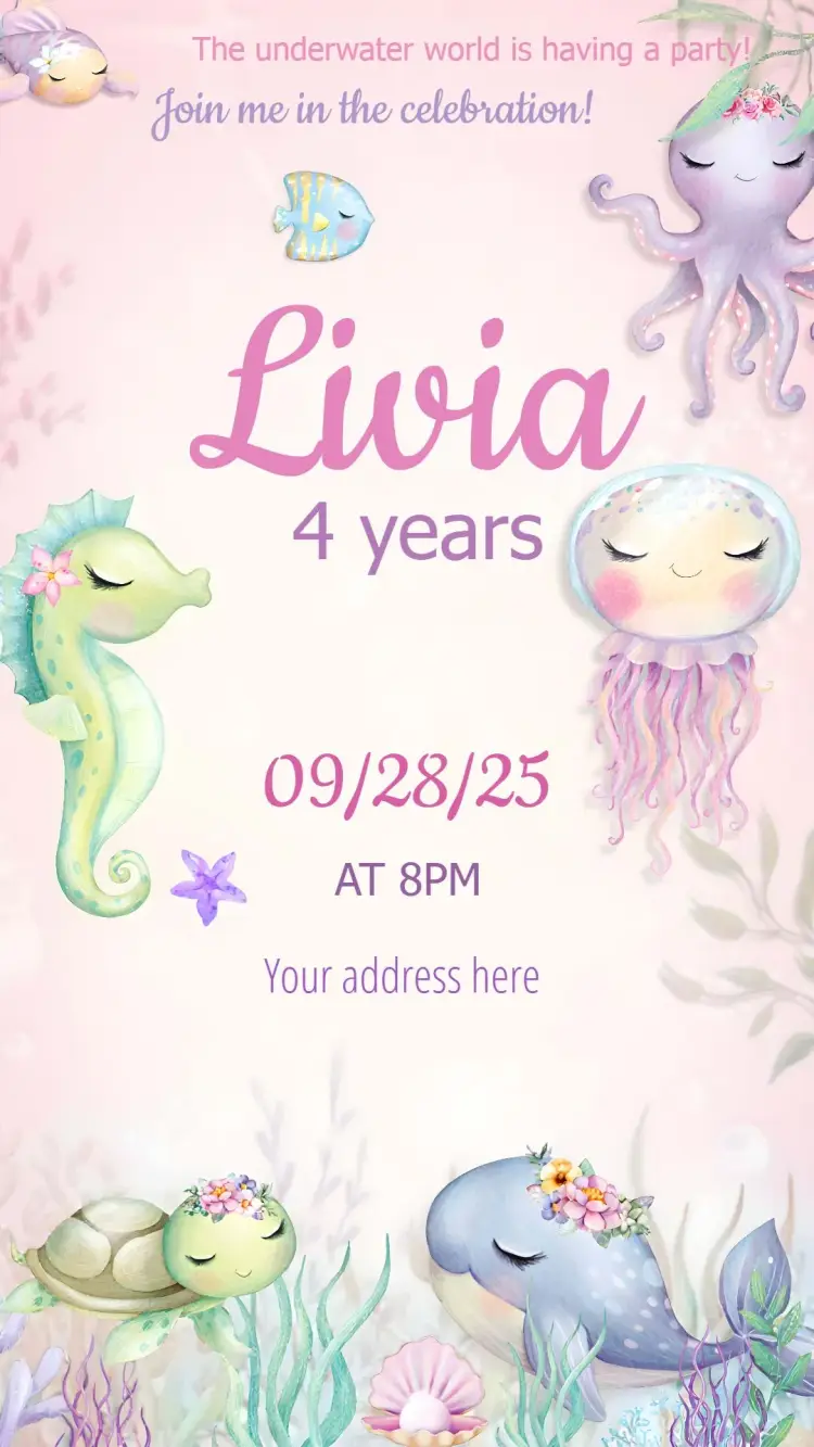 Pink Under the Sea invitation