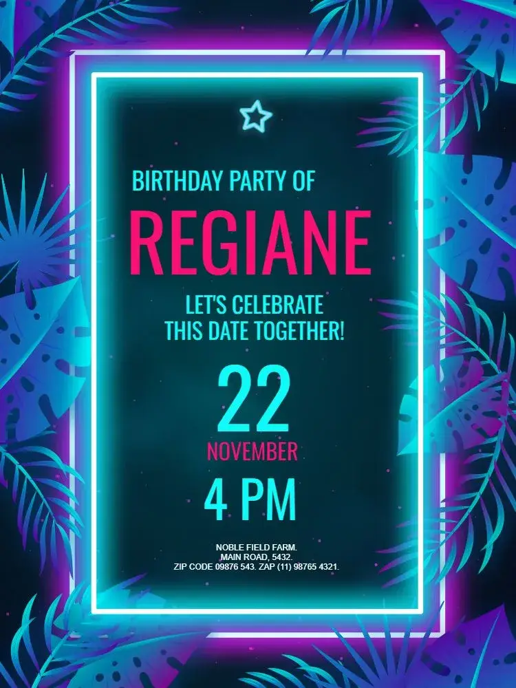 Neon Floral Party invitation