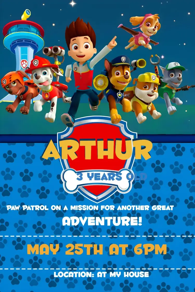 Paw Patrol invitation