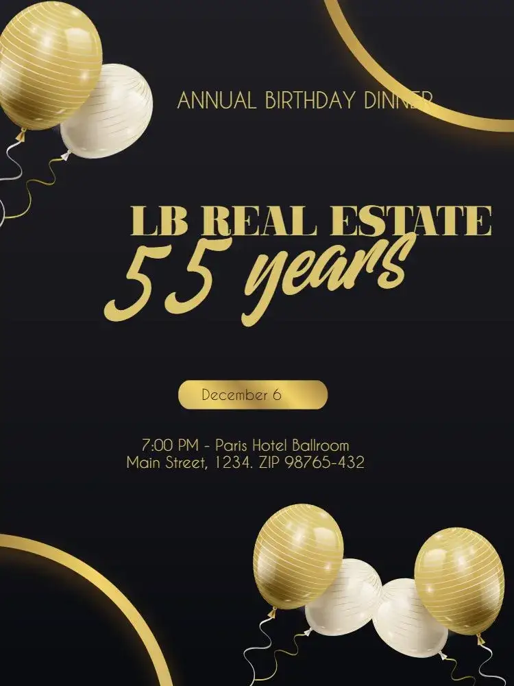 Invitation From Elegant Company Celebration – Kids' Birthday Party theme elegant, modern, black and gold, festive, minimalist