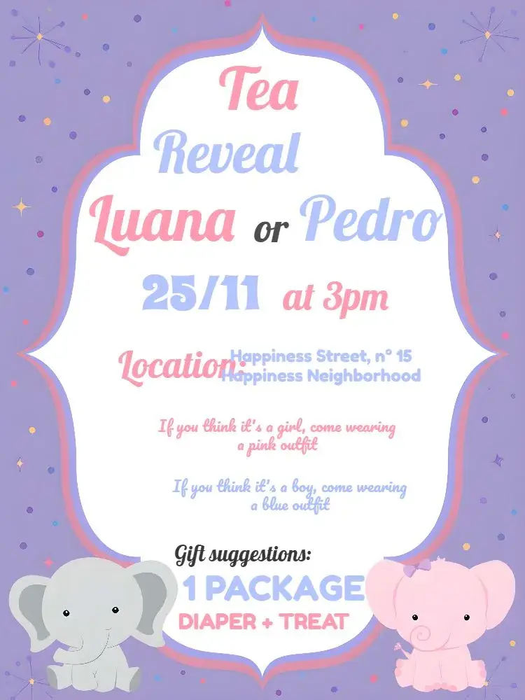 Elephant White Gender Reveal Party invitation
