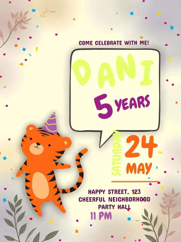 Tiger Animal invitation