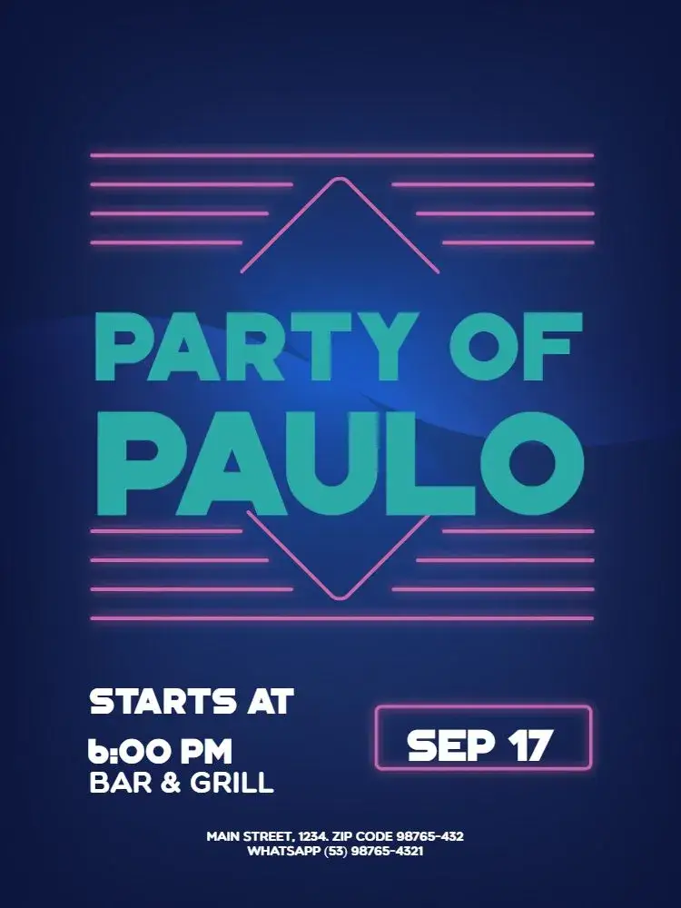 Blue Neon Meeting invitation