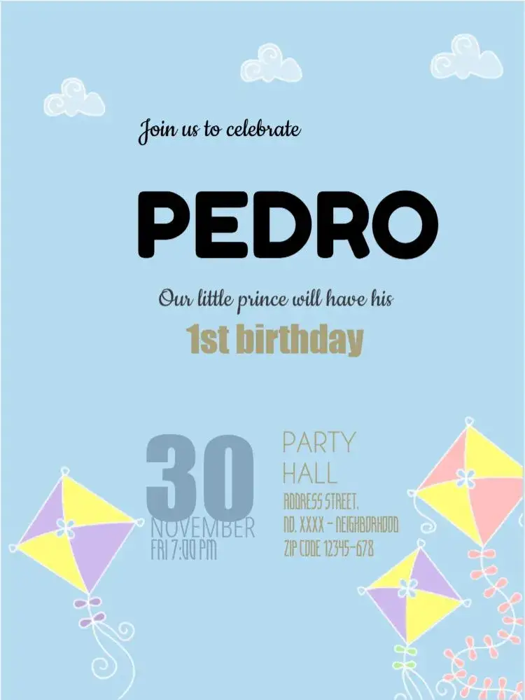 Invitation 1st Little Prince 1st Birthday Crown – Raffle Tea theme blue, gray, striped, childish, royalty, modern