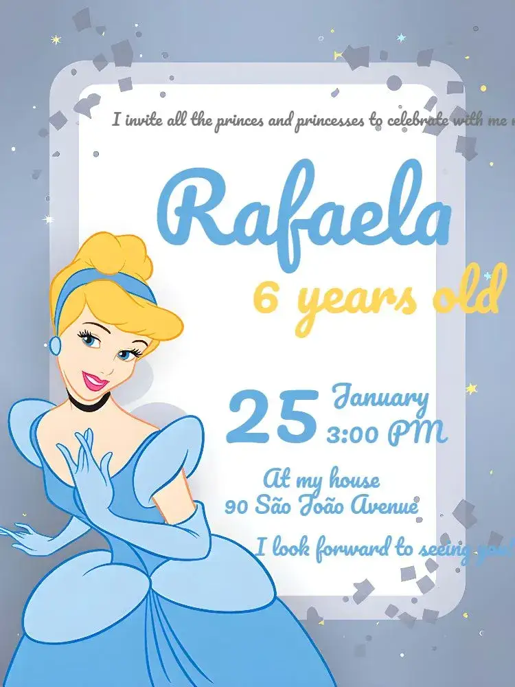 Invitation Cinderella Decoration – Most searched for theme blue, white, gray, fairy tales, princesses, magical celebration