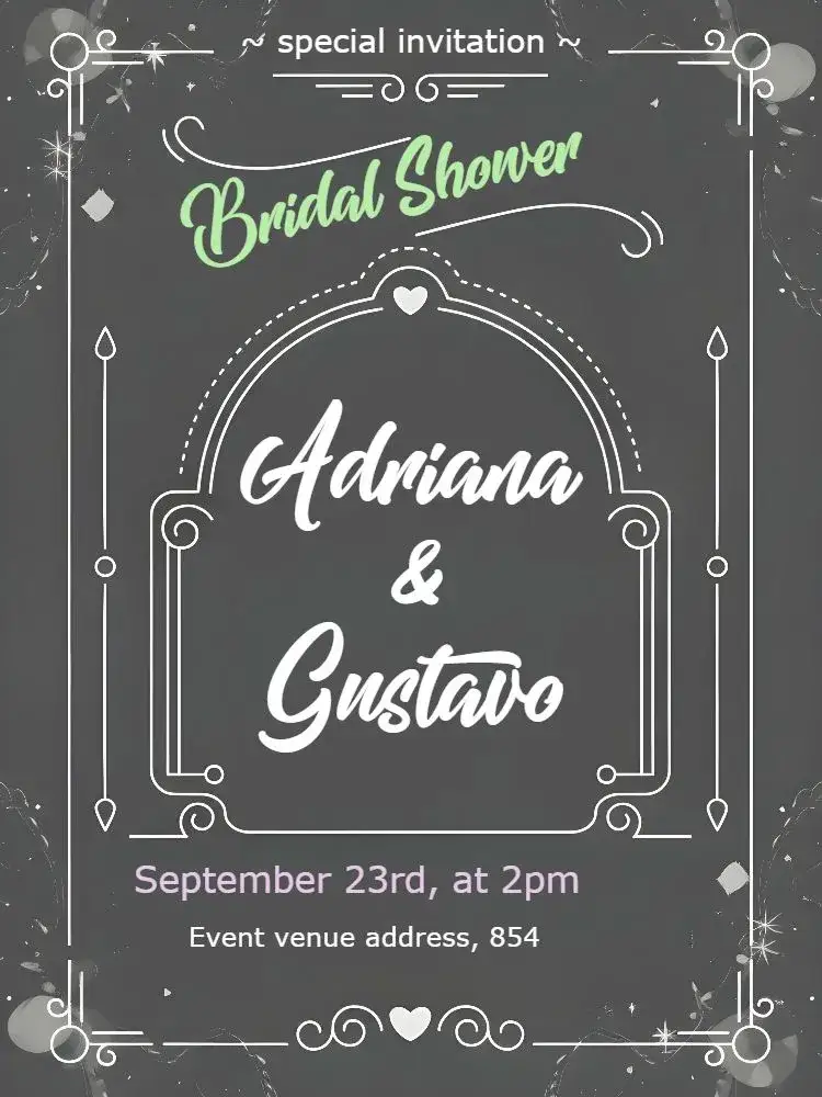 Invitation Bridal Shower - Chalkboard Blackboard – Bridal Shower theme chalkboard, modern, rustic, casual, minimalist
