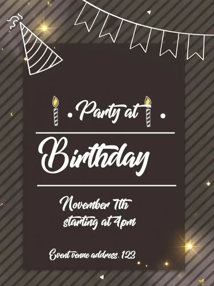 Invite Minimalist Black and Yellow Adult editable and customizable