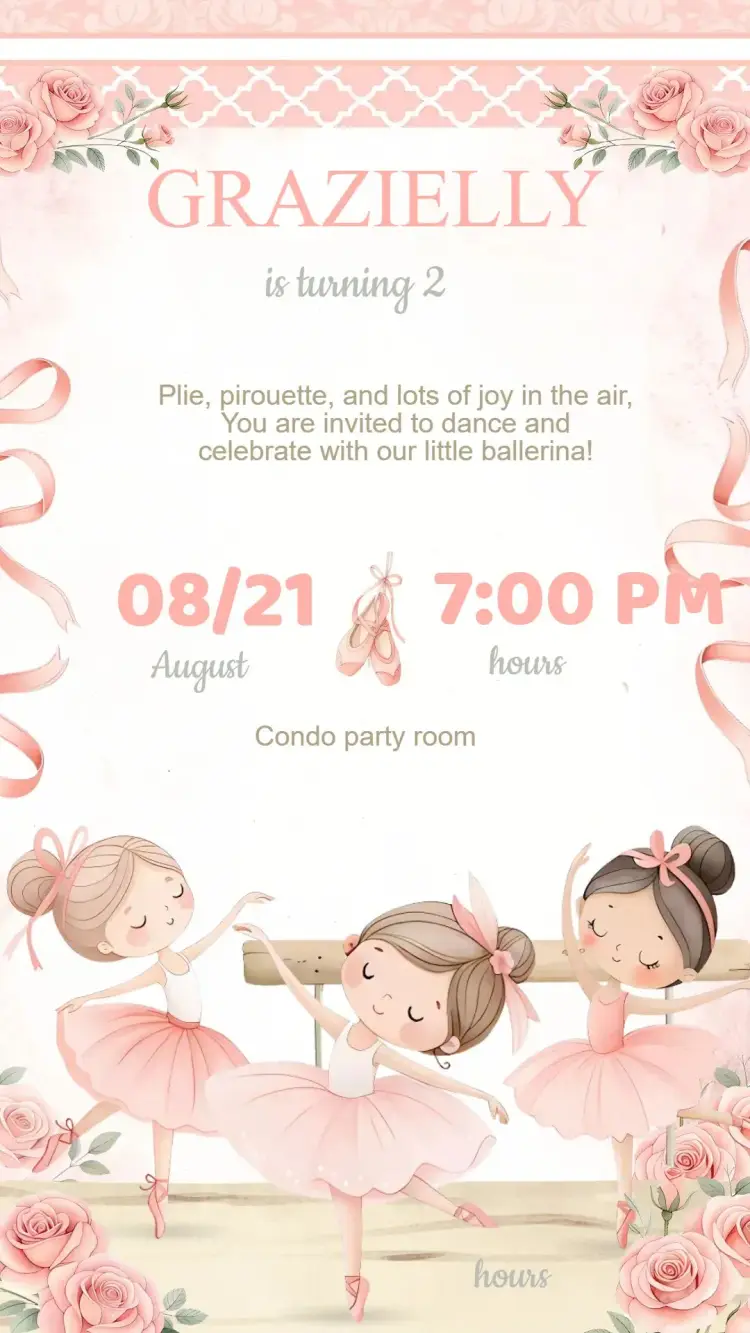 Invitation Birthday Ballerina