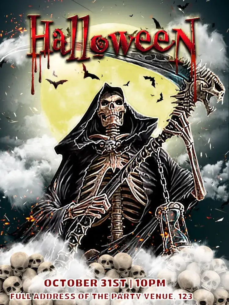 Invitation Halloween Horror – Commemorative Dates theme dark, gothic, horror, golden, vintage, modern