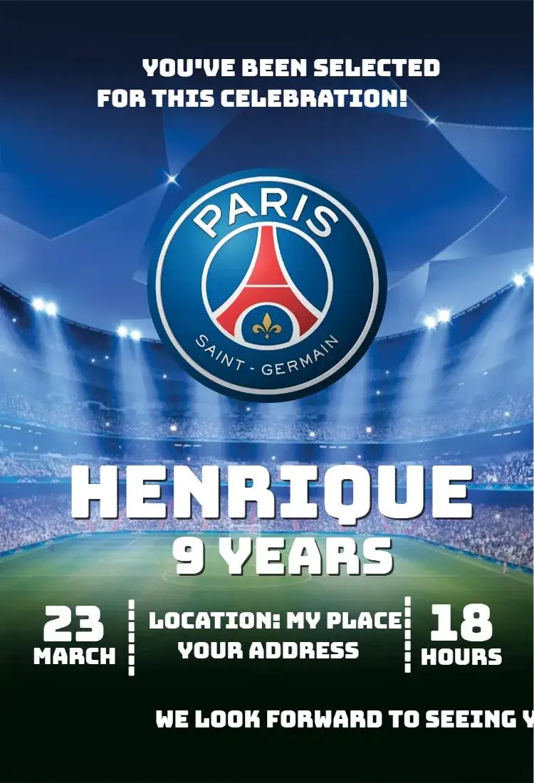 Invite Paris Saint Germain 1 editable and customizable