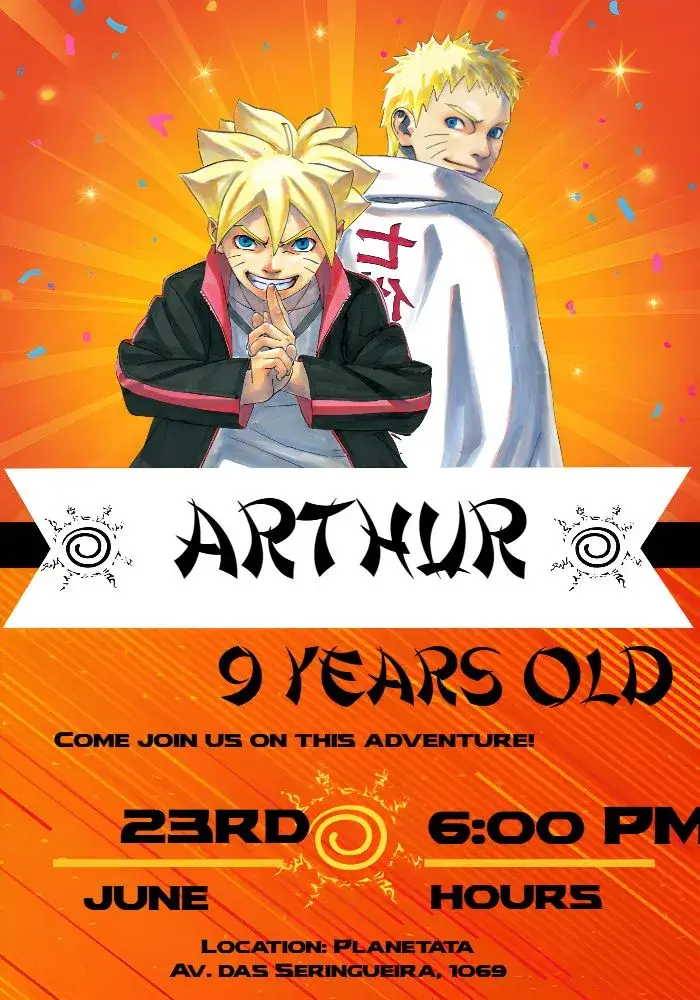 Orange Naruto invitation