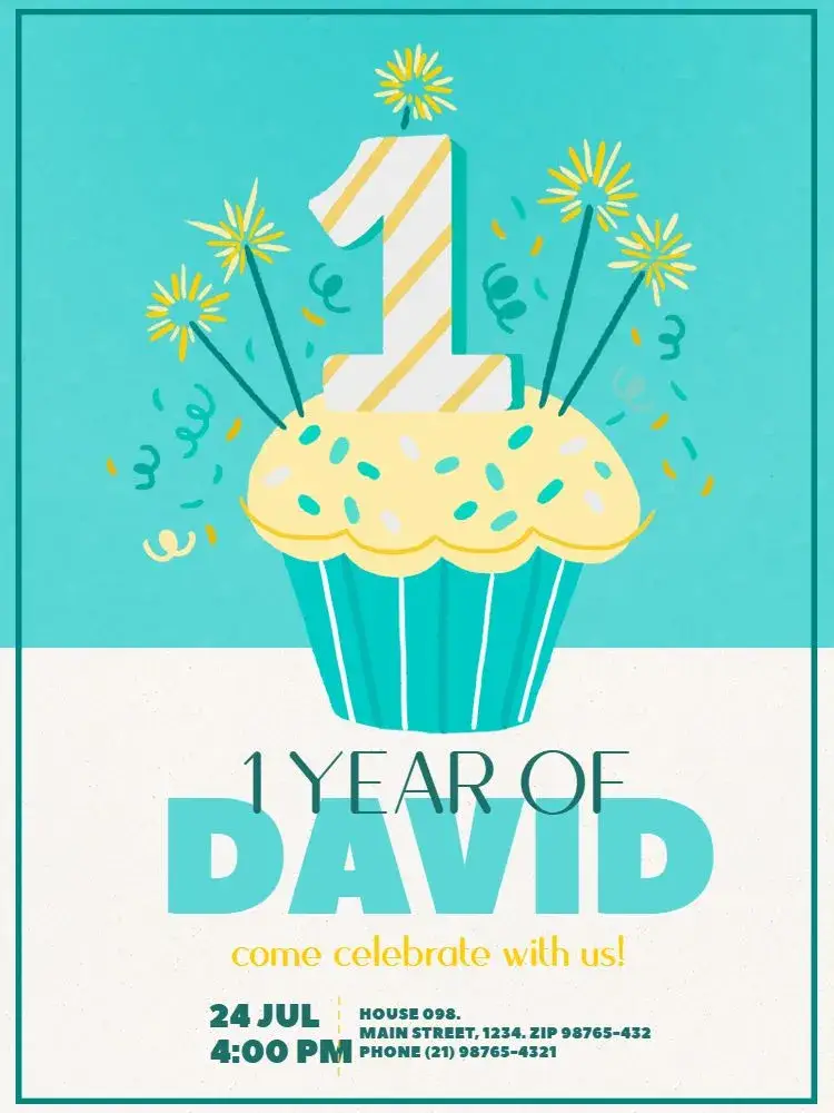 Invite First Year Boy editable and customizable