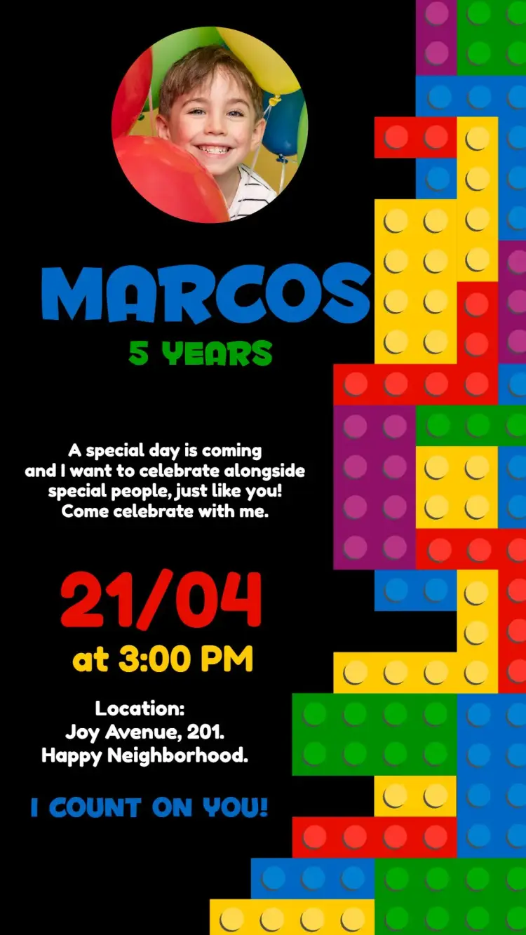 Lego With Photo Blocks invitation