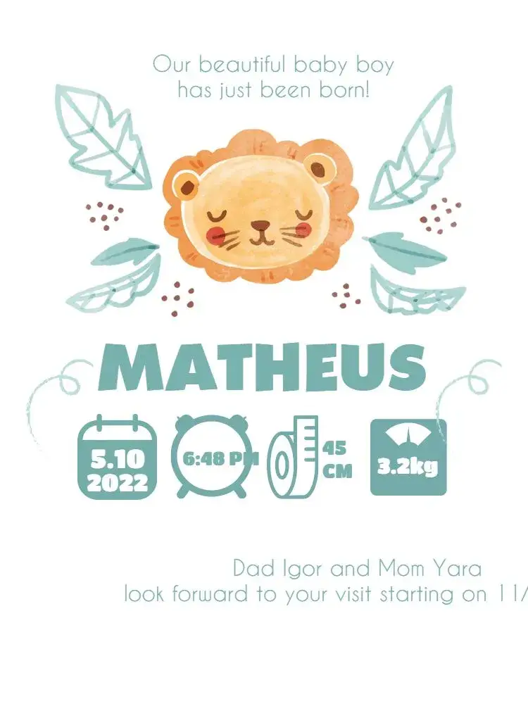Baby Lion Playful Birth Celebration Card invitation