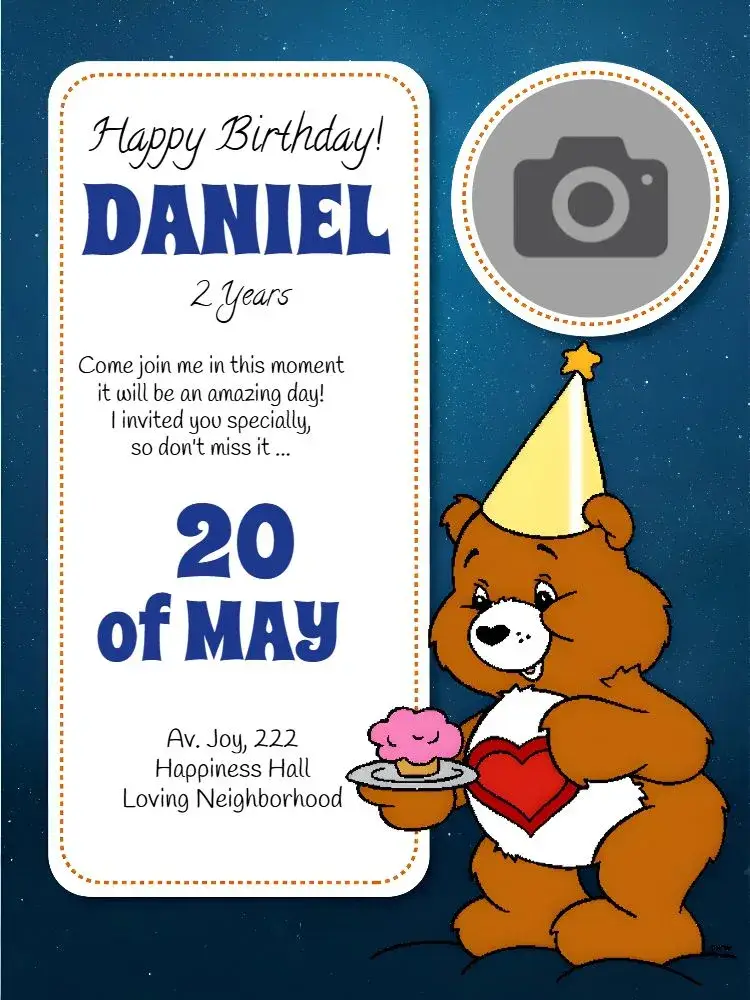 Caring Bears With Photo Template invitation