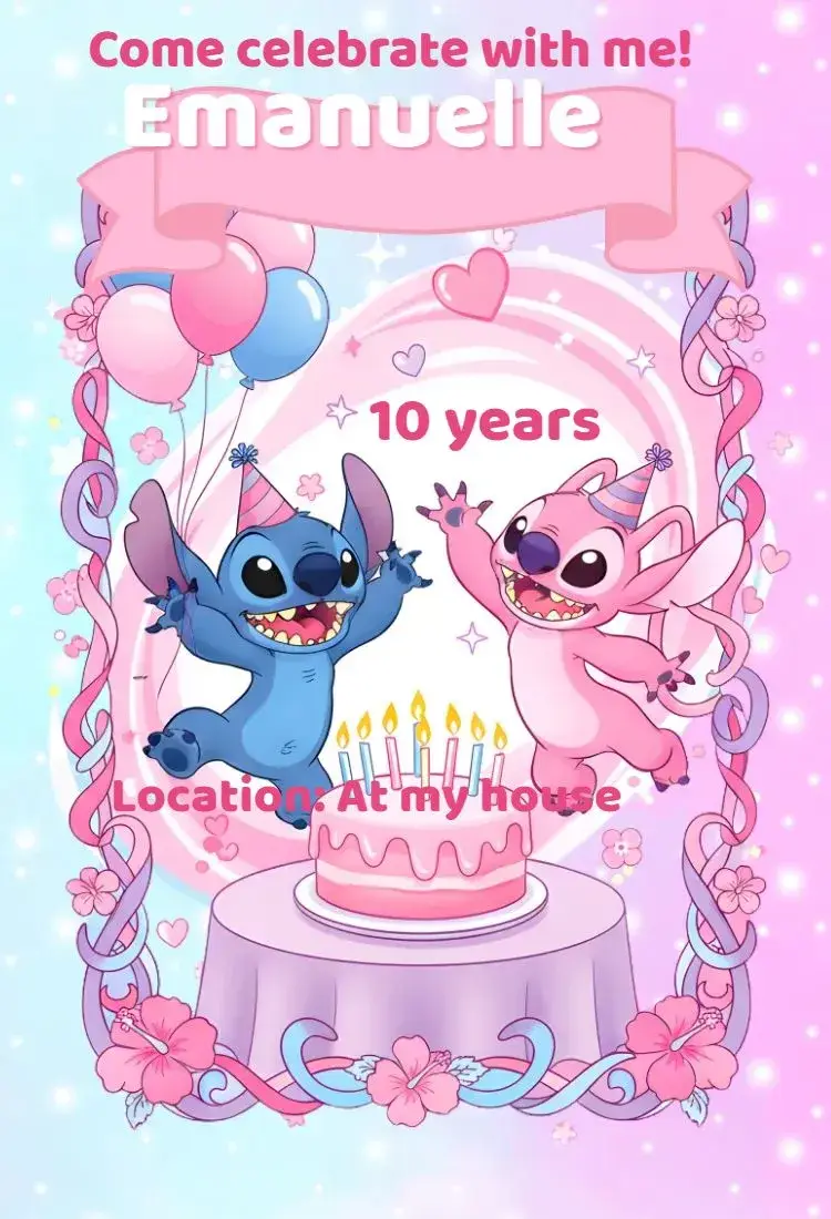 Invite Digital invitation stitch and angel editable and customizable
