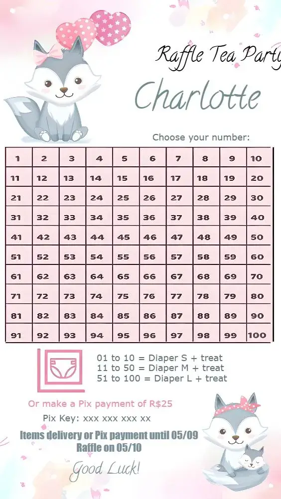 Fox Flowers Raffle Tea invitation