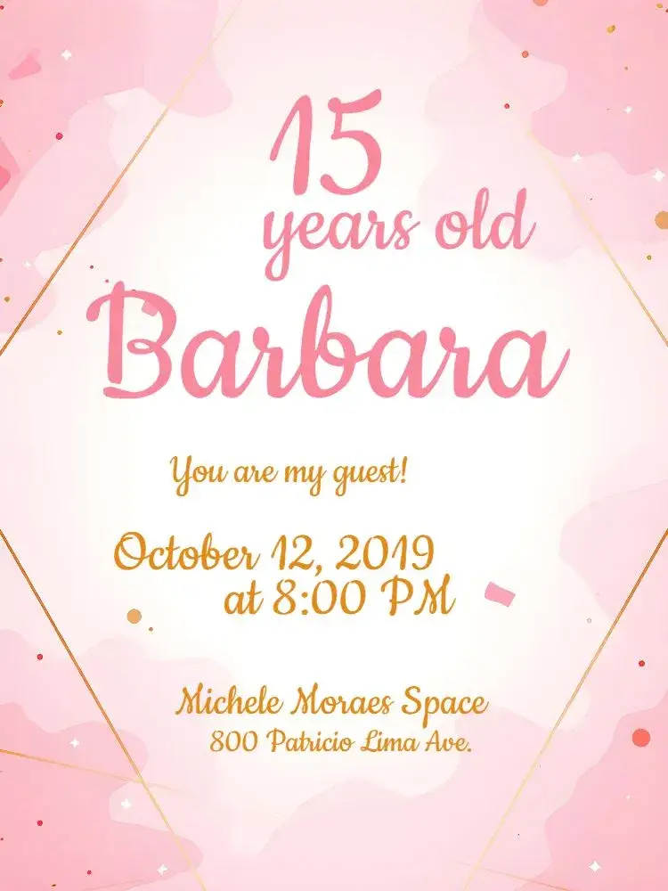 Invitation 15 Years - Pink and Gold Glitter Elegant – Sweet 15 theme pink, golden, glitter, elegant, modern