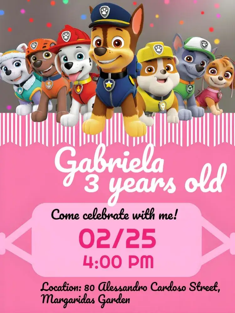 Invitation Paw Patrol Marshall – Kids' Birthday Party theme fun, colorful, childish, happy, themed, adventure
