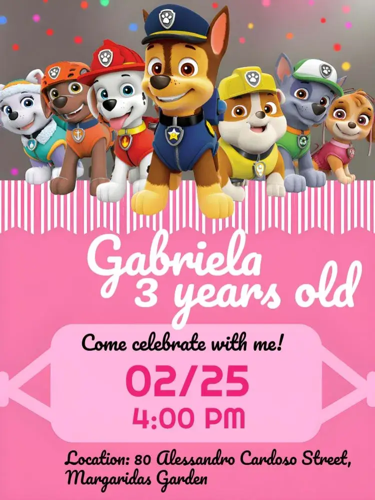 Paw Patrol Marshall invitation