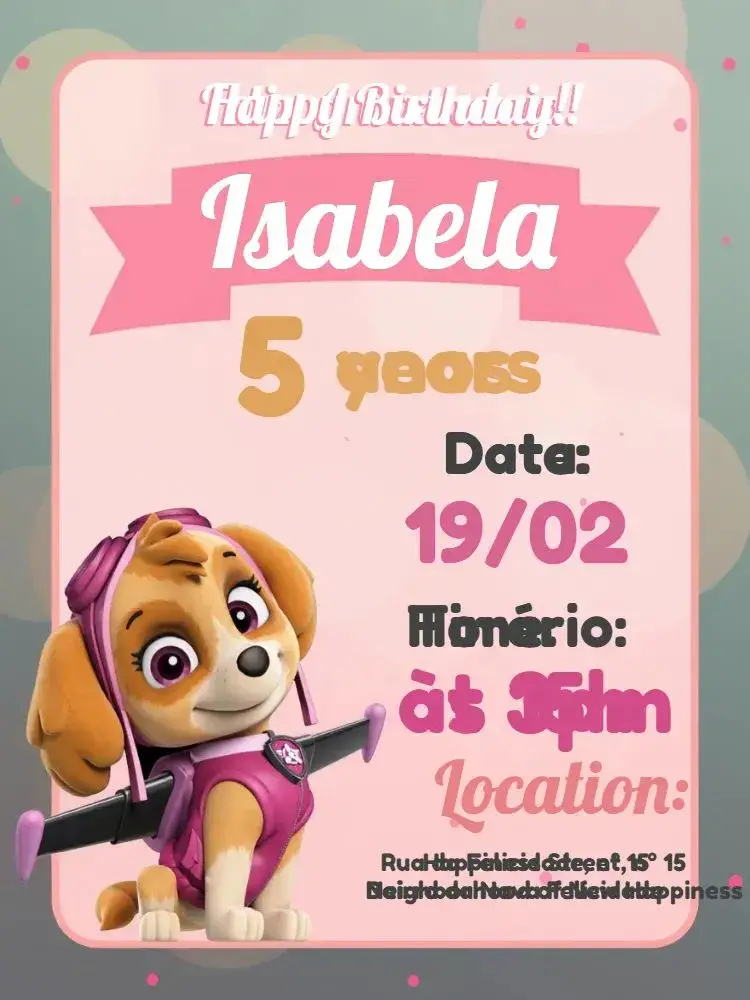 Skye Paw Patrol Dog invitation
