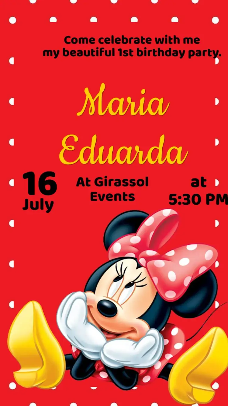 Red Minnie Birthday Invitation