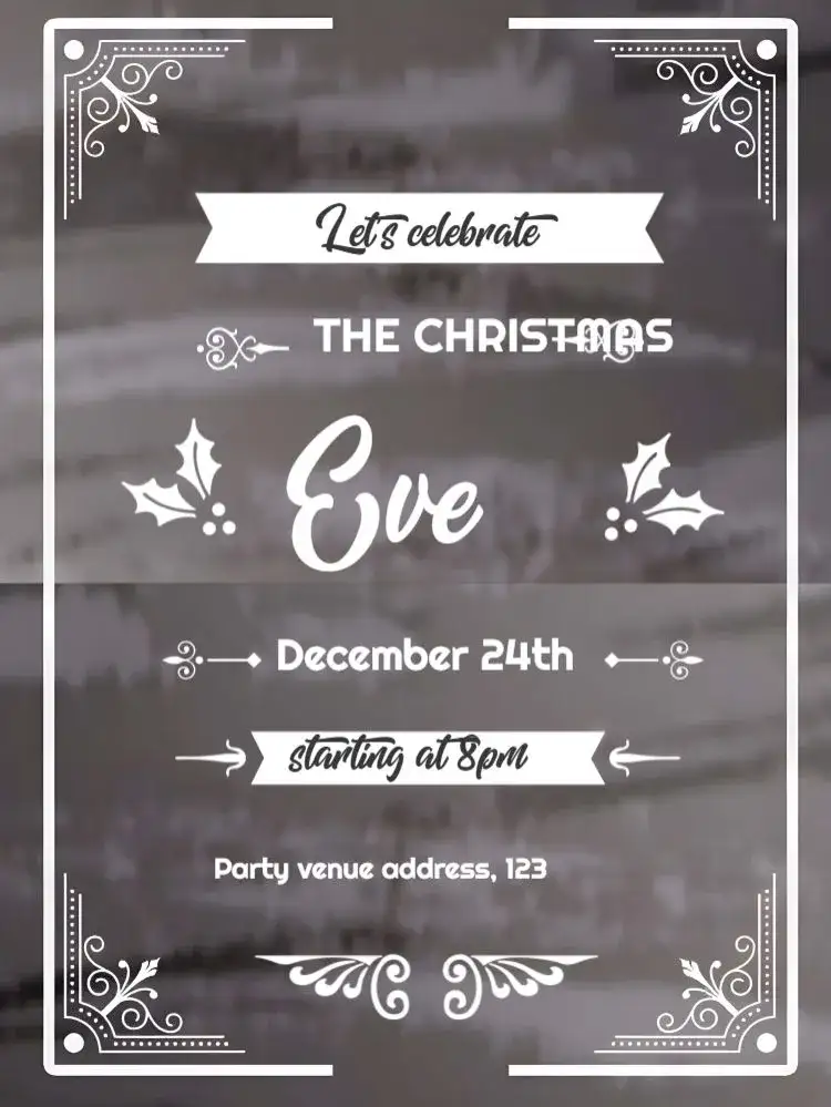 Invitation Black Christmas – Commemorative Dates theme chalkboard, contemporary, sophisticated, subtle, minimalistic