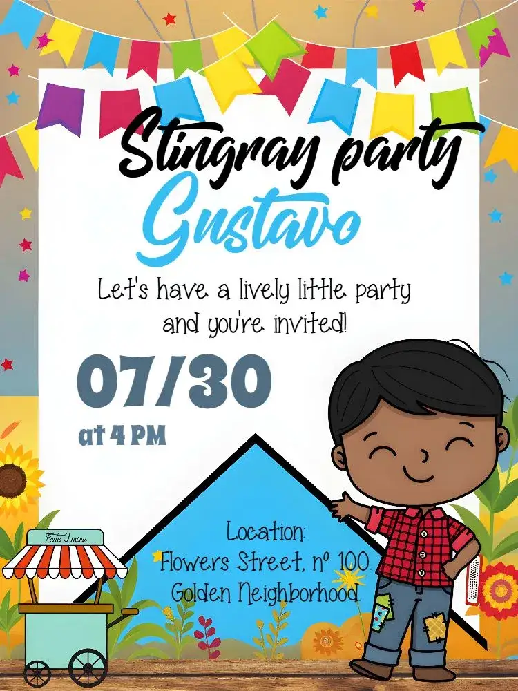 Invitation Arraiá Festa Junina São – Commemorative Dates theme colorful, traditional, festive, vintage, playful