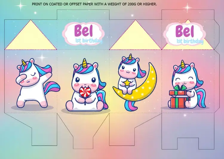 Invitation Unicorn Milk Box Mold – Most searched for theme kawaii, pastel, fantasy, colorful, fun, magical