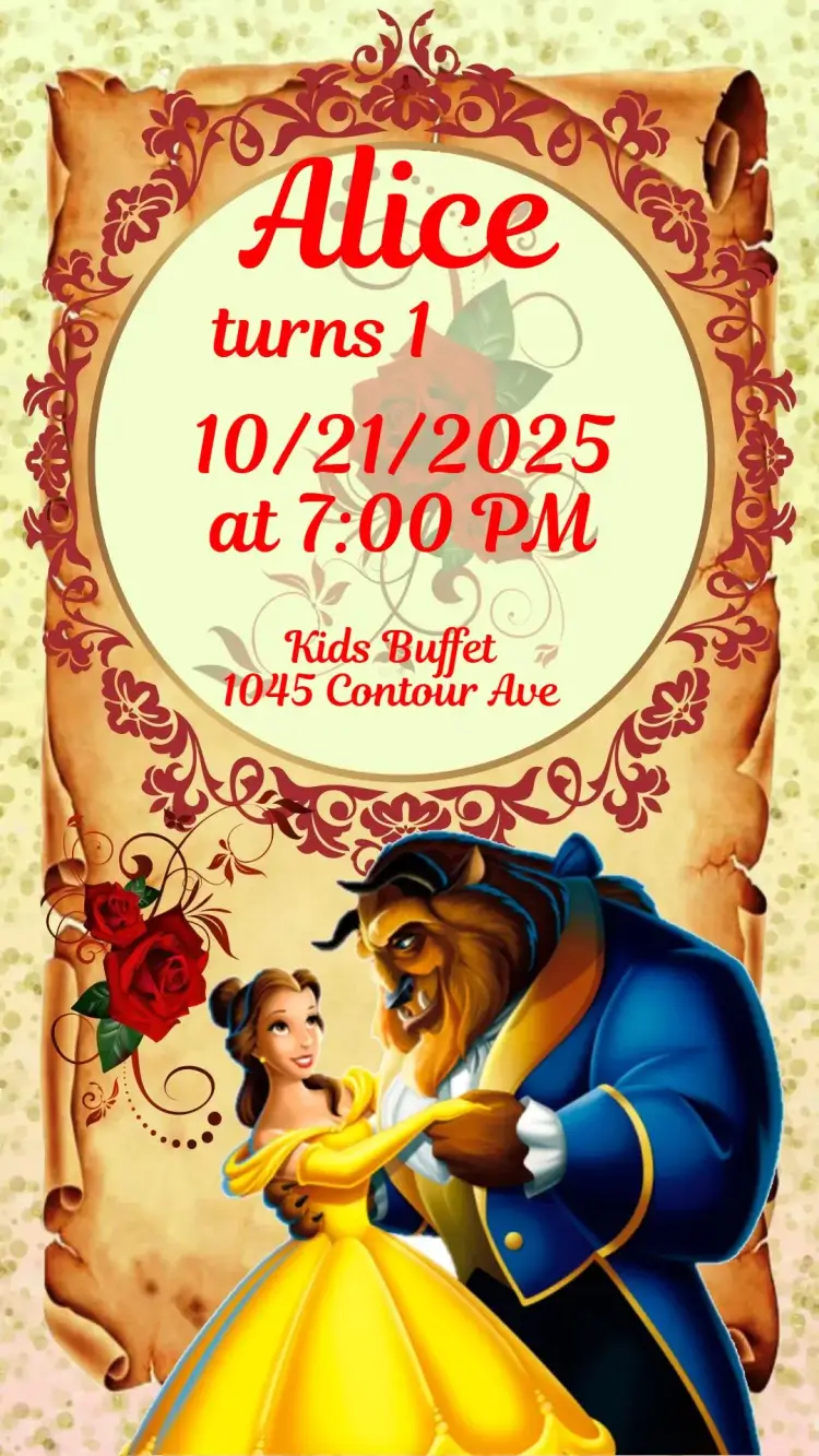 Beauty and the Beast invitation