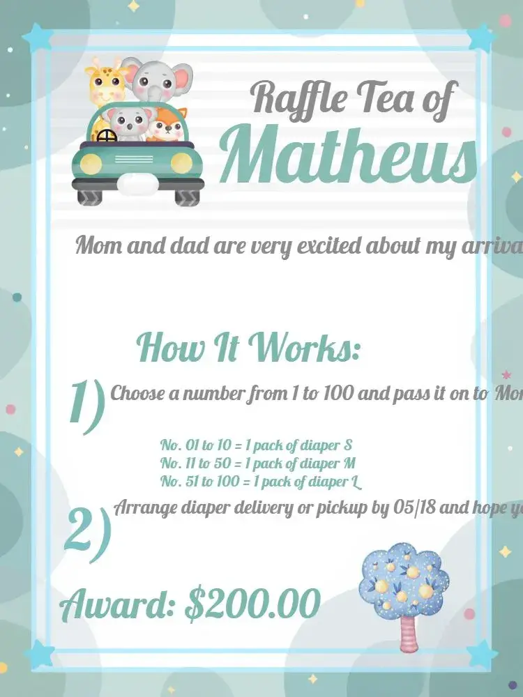 Safari Jungle Raffle Tea invitation